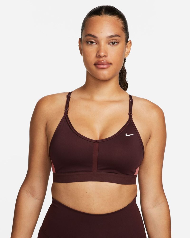 Nike Training Indy Logo Bra In Blue And Lime