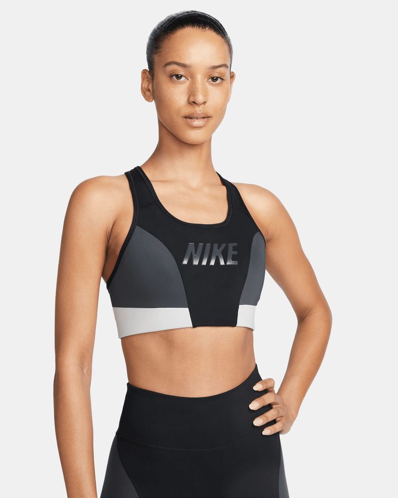 Nike Dri-FIT Swoosh Medium-Support Metallic Graphic Sports Bra