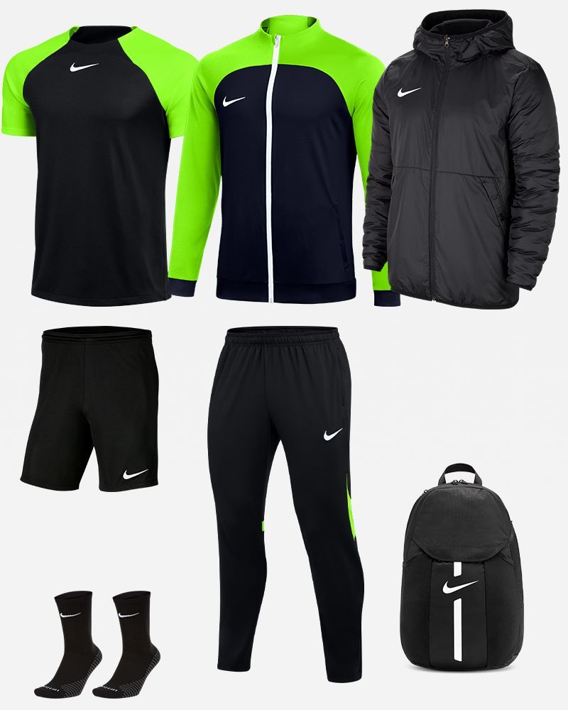 Conjunto Nike Academy Pro para Hombre. Chándal + Camiseta + Pantalón corto  + Calcetines + Parka + Mochila