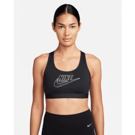 Top Nike Swoosh Futura Média Sustentação - Branco+Preto