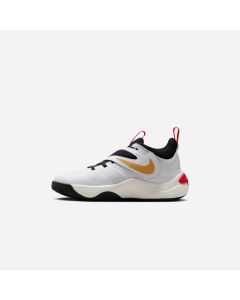 Chaussures de basket Nike Team Hustle D 11 Blanc & Rouge Métallisé pour enfant