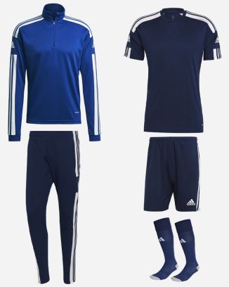 Ensemble adidas Squadra 21 pour Homme. Haut d'entrainement 1/4 zip + Pantalon de survêtement + Maillot + Short + Chaussettes (5 pièces)