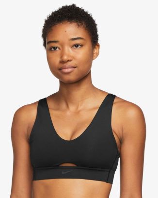 Nike Pro Training - Brassière de sport asymétrique maintien moyen en tissu  Dri-FIT avec logo virgule - Rose