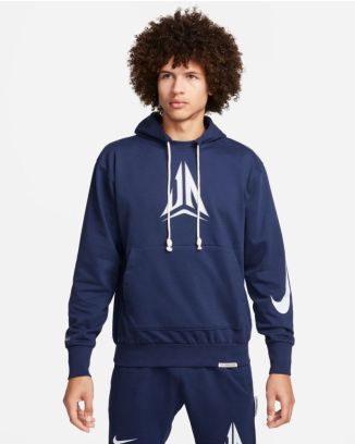 sweat a capuche de basket nike ja bleu marine homme fn2987 410