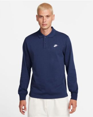 polo manches longues nike club bleu marine homme fq3417 410