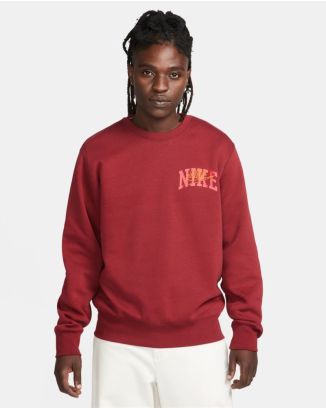 sweat shirt nike club rouge pour homme fv4445 677