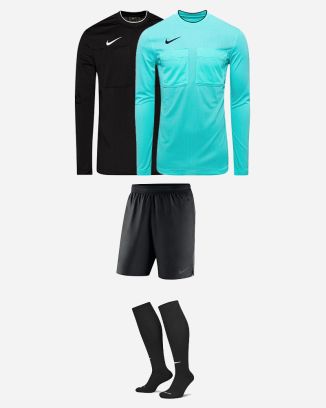 Pack UNAF Nationale (4 pièces) | 2 Maillots d'arbitre manches longues + 1 Short d'arbitre + 1 paire de Chaussettes de football |