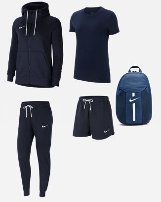 Set di prodotti Nike Team Club 20 per Donne. Felpa + Pantaloni da jogging + Maglietta + Short + Zaino (5 prodotti)
