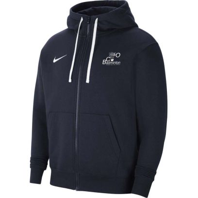 Hooded sweatshirt with zip Nike Badminton Chaponnay Val d'Ozon Navy Blue for men