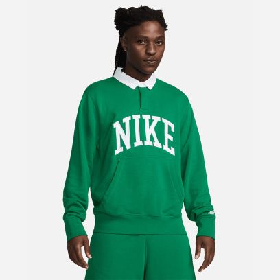 polo manches longues nike club fleece vert homme fn3112 365