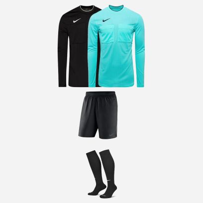 Pack UNAF Nationale (4 pièces) | 2 Maillots d'arbitre manches longues + 1 Short d'arbitre + 1 paire de Chaussettes de football |