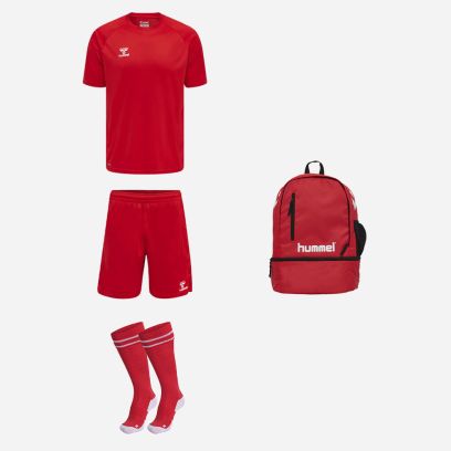 Ensemble Hummel Essential pour Enfant. Maillot + Short + Chaussettes de football + Sac à dos (4 pièces)