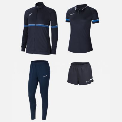 Ensemble Nike Academy 21 pour Femme. Survêtement + Polo + Short (4 pièces)