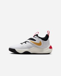 Zapatillas de baloncesto Nike Team Hustle D 11 Blanco y Rojo metalizado para niño