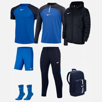 Ensemble Nike enfant Pack 7 pièces Maillot Academy Pro Short Park III Chaussettes SQuad Haut 1/4 zip Academy Pro Pantalon de survêtement Academy Pro Veste doublée Team Fall Sac à dos Academy Team DH9279 BV6865 SK0030 DH9280 DH9325 CW6159 DA2571