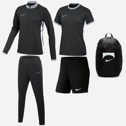 Set producten Nike Academy 25 voor Dames. Trainingspak + Jersey + Korte broek + Tas (5 artikelen)