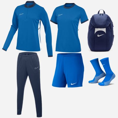 Produkt+Set Nike Academy 25 für Frau. Trainingsanzug + Trikot + Short + Socken + Tasche (6 artikel)