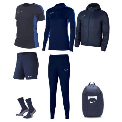 Ensemble Nike femme Pack 7 pièces Maillot Academy 23 Short Park III Chaussettes Strike Crew Haut 1/4 zip Academy 23 Pantalon de survêtement Academy 23 Veste doublée Team Fall Sac à dos Academy Team DR1338 BV6860 DH6620 DR1354 DR1671 DC8039 DV0761