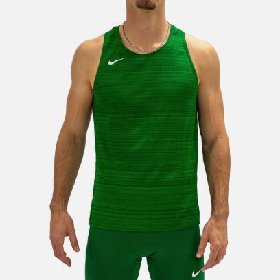 NT0300-302 Débardeur de running Nike Stock Dry Miler Vert pour Homme