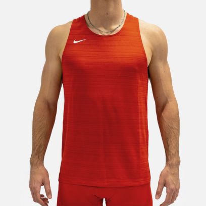 NT0300-657 Débardeur de running Nike Stock Dry Miler Rouge pour Homme