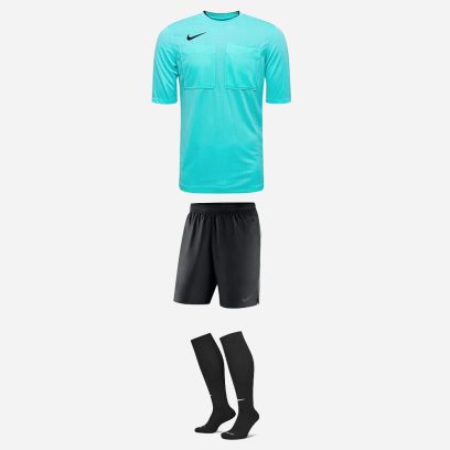 Pack UNAF Nationale (3 pièces) | 1 Maillot d'arbitre manches courtes + 1 Short d'arbitre + 1 paire de Chaussettes de football |