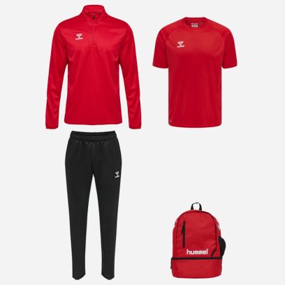 Set producten Hummel Essential voor Kinderen. Jersey + Top 1/2 zip + Trainingsbroek + Tas (4 artikelen)