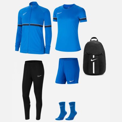 Conjunto Nike Academy 21 para Mujeres. Chándal + Camiseta + Pantalón corto + Calcetines + Mochila (6 productos)