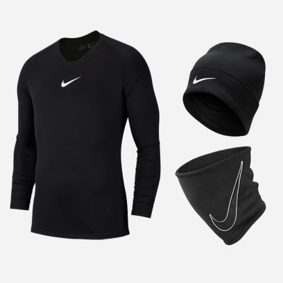 pack nike hiver sous-maillot nike park first layer noir bonnet nike peak noir et cache-cou nike club fleece noir av2609 fq8292 da6909