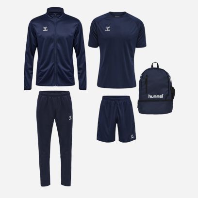 Produkt-Set Hummel Essential für Herren. Trikot + Short + Sweatjacke + Trainingshosen + Tasche (5 artikel)