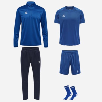 Produkt-Set Hummel Essential für Herren. Trikot + Short + kurze Socken + Oberteil 1/2 Zip + Trainingshosen (5 artikel)