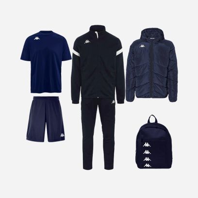 Set producten Kappa Dovo voor Heren. Trainingspak + Jersey + Korte broek + Tas + Gevoerd jasje (5 artikelen)