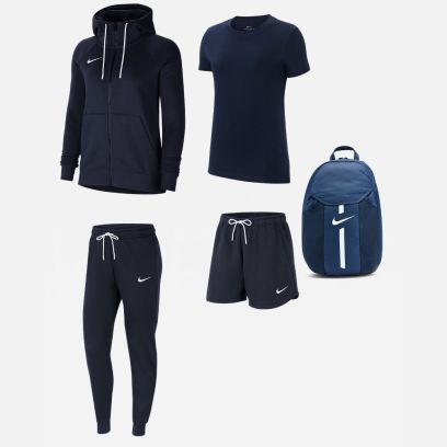 Ensemble Nike Team Club 20 pour Femme. Sweat-shirt + Bas de jogging + Tee-shirt + Short + Sac (5 pièces)