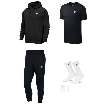 Conjunto Nike Sportswear para Hombre. Sudadera + Pantalón de chándal + Camiseta + Calcetines (4 productos)