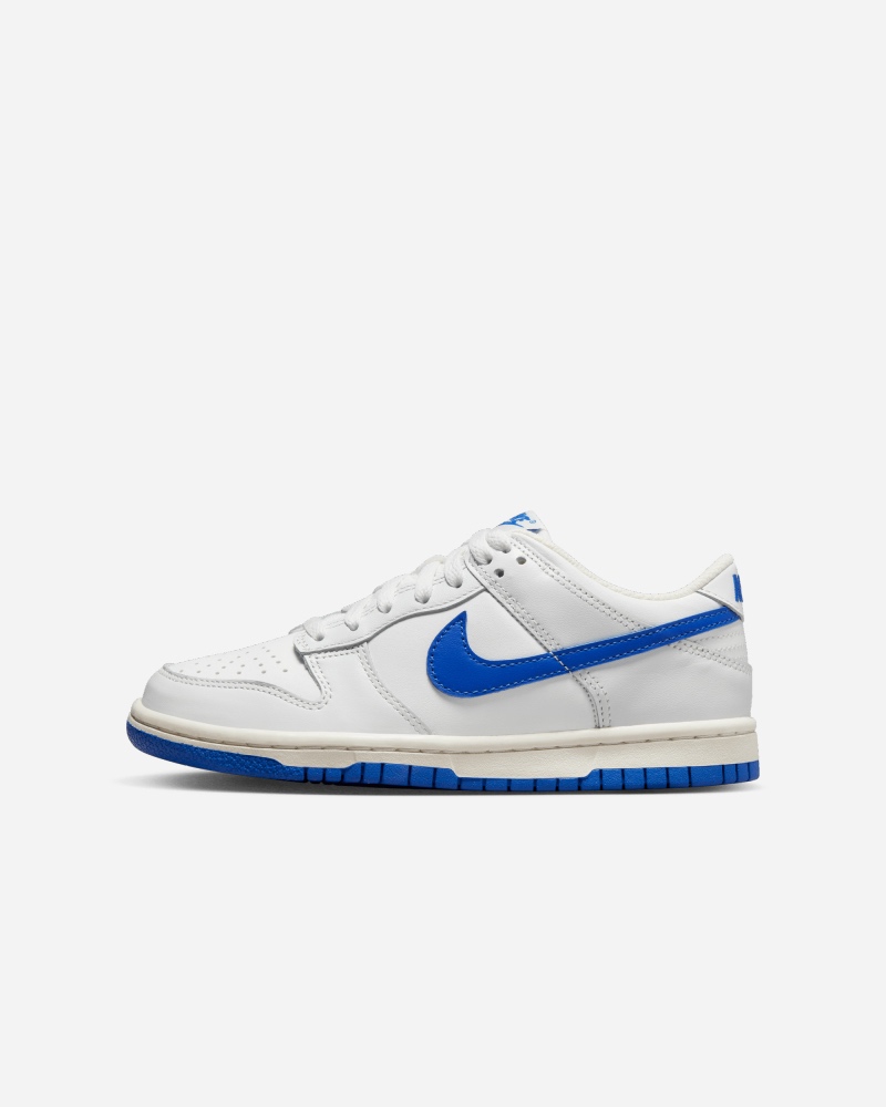 Chaussures Nike Dunk Low Blanc Bleu Royal pour Enfant EKINSPORT