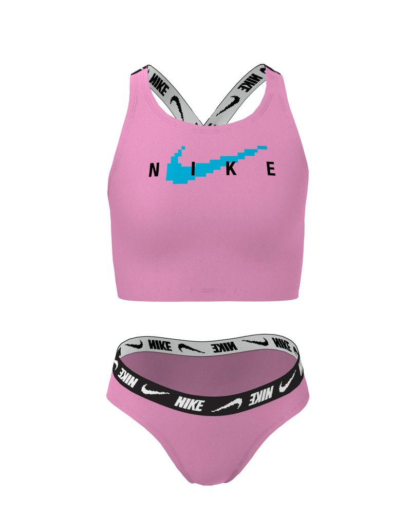 Conjunto de biquíni com faixa com logótipo cruzado Nike para menina -  NESSD724-670 - Rosa